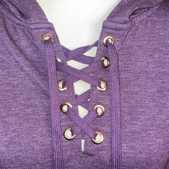Free 2 Be Purple Hoodie. Size XXL. Long Sweatshirt w scoop hemline. Super soft - Picture 5 of 11
